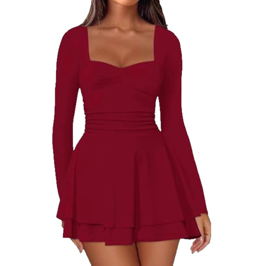 Damen Elegantes Kleid mit langen Ärmeln Nord Taschen