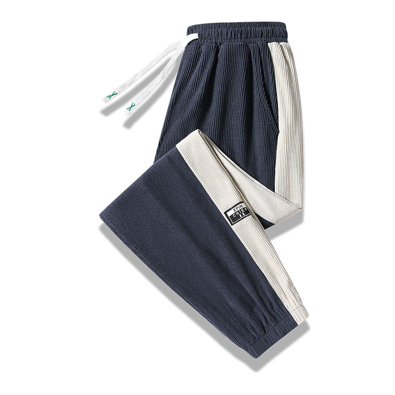 Herren Jogginghose aus geripptem Baumwoll-Mix mit seitlichen Kontrast-Einsätzen und elastischem Saum Nord Taschen