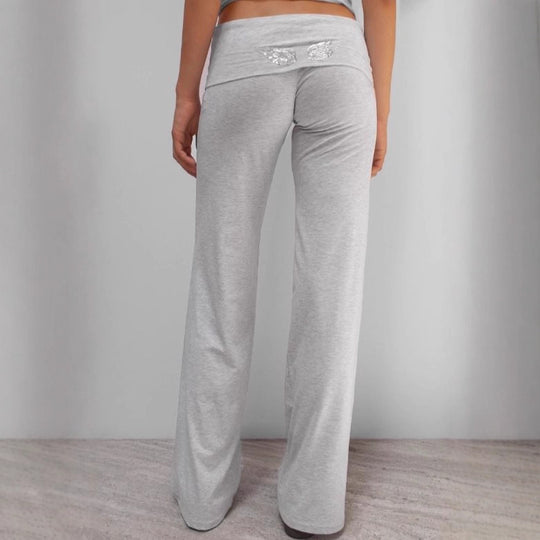Damen Weite Palazzo-Yoga-Hose mit hohem Umschlagbund Nord Taschen