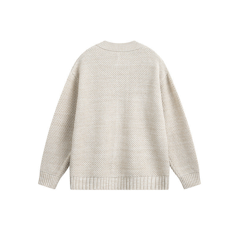 Damen Strukturiertes Oversize-Strickcardigan mit Rundhals und durchgehender Knopfleiste Nord Taschen