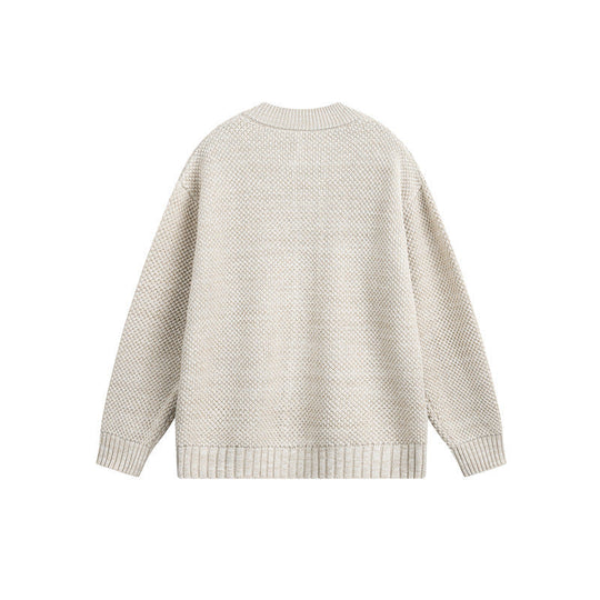 Damen Strukturiertes Oversize-Strickcardigan mit Rundhals und durchgehender Knopfleiste Nord Taschen