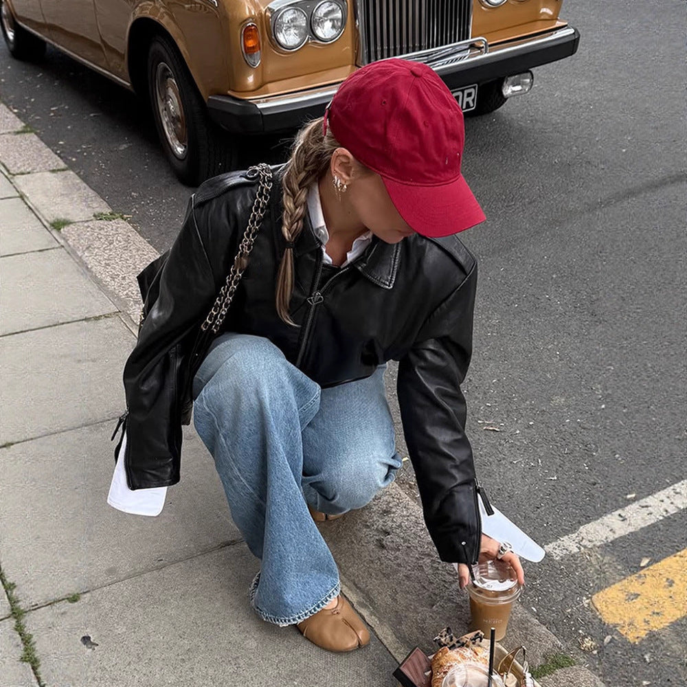 Damen Kurzblouson im Layering-Look aus Lederimitat mit überlangem Hemdärmel-Detail Nord Taschen