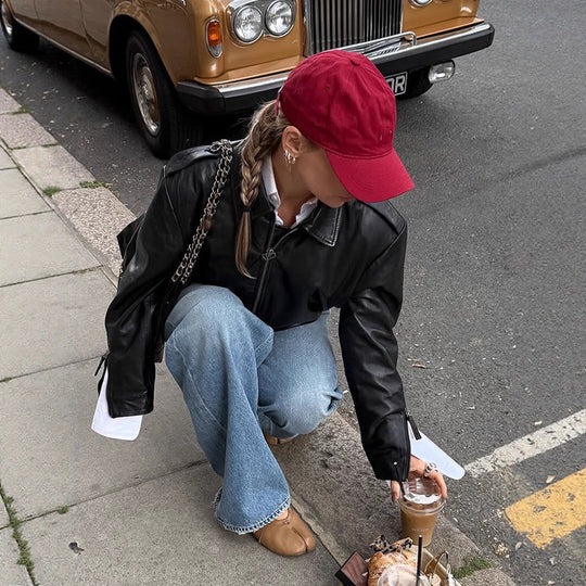 Damen Kurzblouson im Layering-Look aus Lederimitat mit überlangem Hemdärmel-Detail Nord Taschen