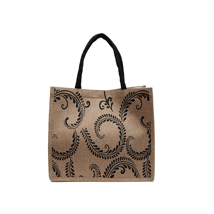 Damen Jute-Tragetasche mit kunstvollem floralem Design Nord Taschen