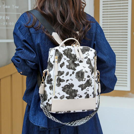 Damen Rucksack mit modernem Kuhflecken-Design und vielseitigen Tragemöglichkeiten Nord Taschen