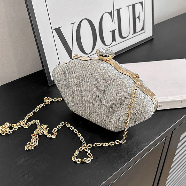 Damen elegante Clutch mit funkelndem Kettenhenkel Nord Taschen