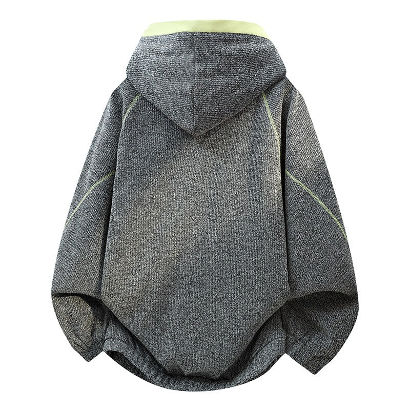 Damen Oversize-Struktur-Kapuzenjacke mit Kontrastfutter, durchgehendem Reißverschluss & Eingrifftaschen Nord Taschen