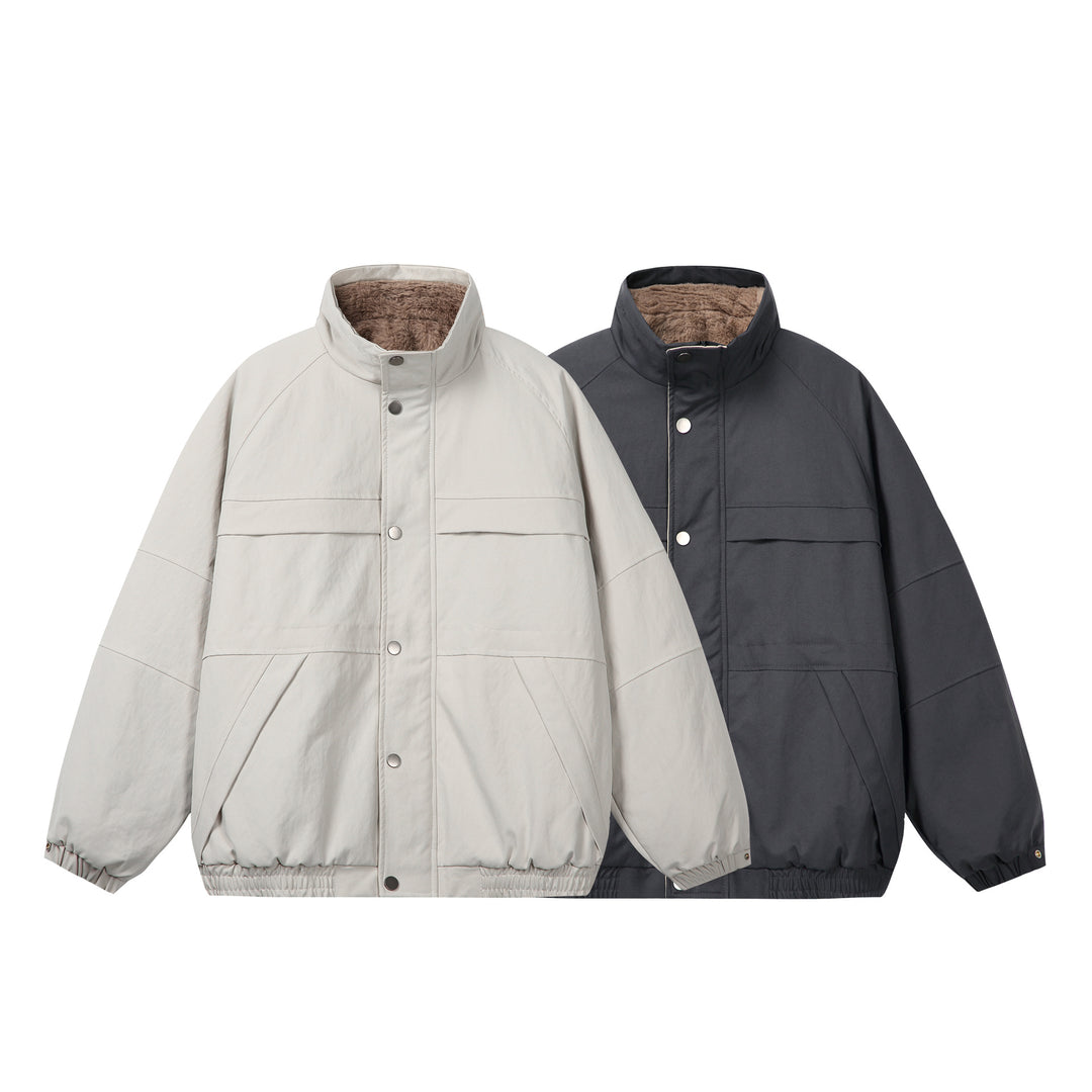 Unisex Kurz geschnittene Boxy-Pufferjacke mit hochschließendem Kragen und Teddy-Innenfutter Nord Taschen