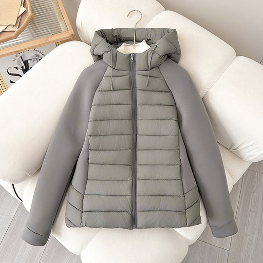 Damen nan gesteppte Hybridjacke mit Kapuze, Softshell-Ärmeln und leichter Thermoisolierung Nord Taschen