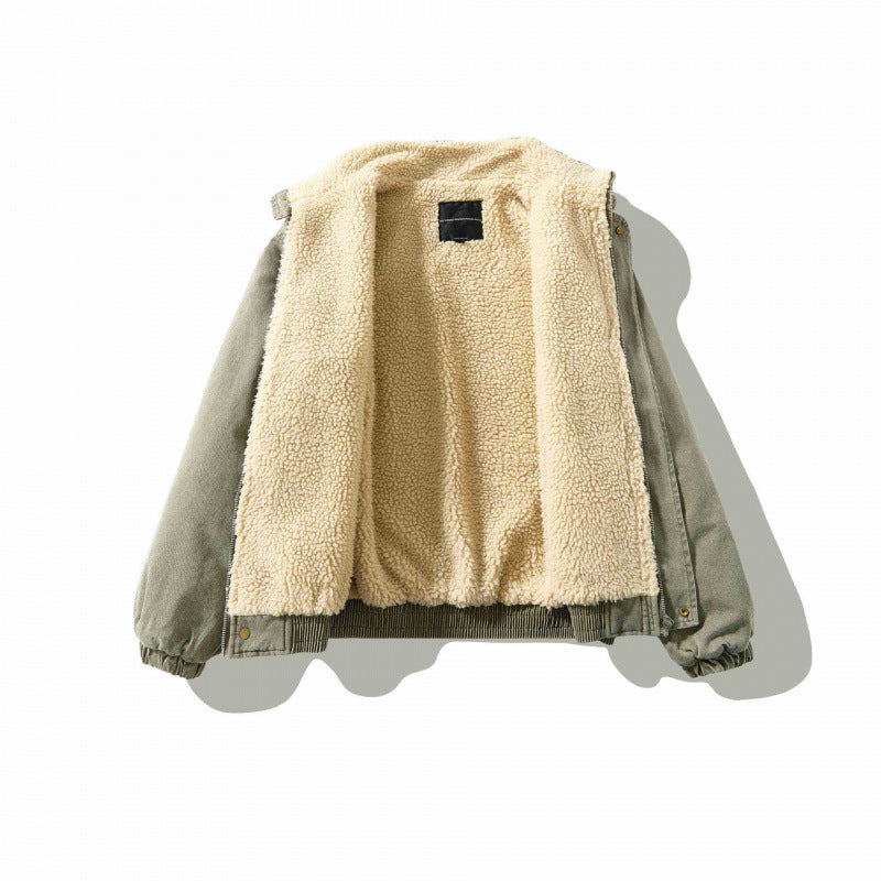Unisex Weitgeschnittene Canvas-Utility-Jacke mit Stehkragen, Pattentaschen und elastischem Saum Nord Taschen