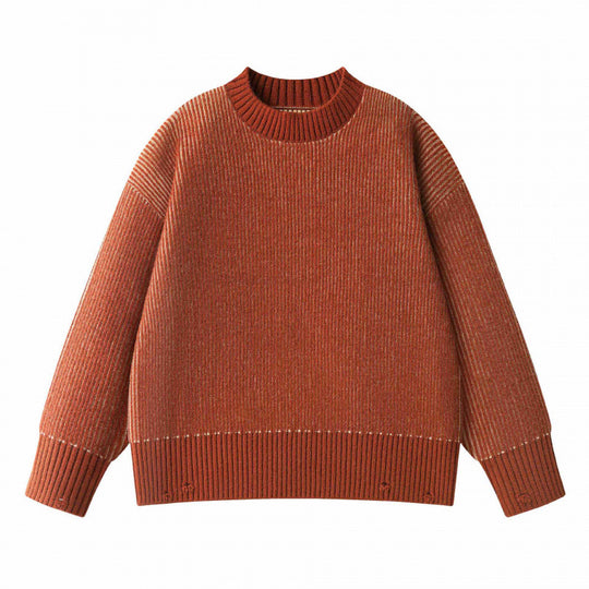 Unisex Oversize-Strickpullover mit Rundhals, Rippenstruktur und verlängertem Bund Nord Taschen