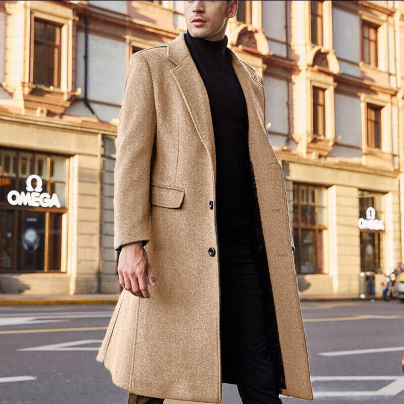 Herren Eleganter einreihiger Citymantel mit Reverskragen und Pattentaschen Nord Taschen