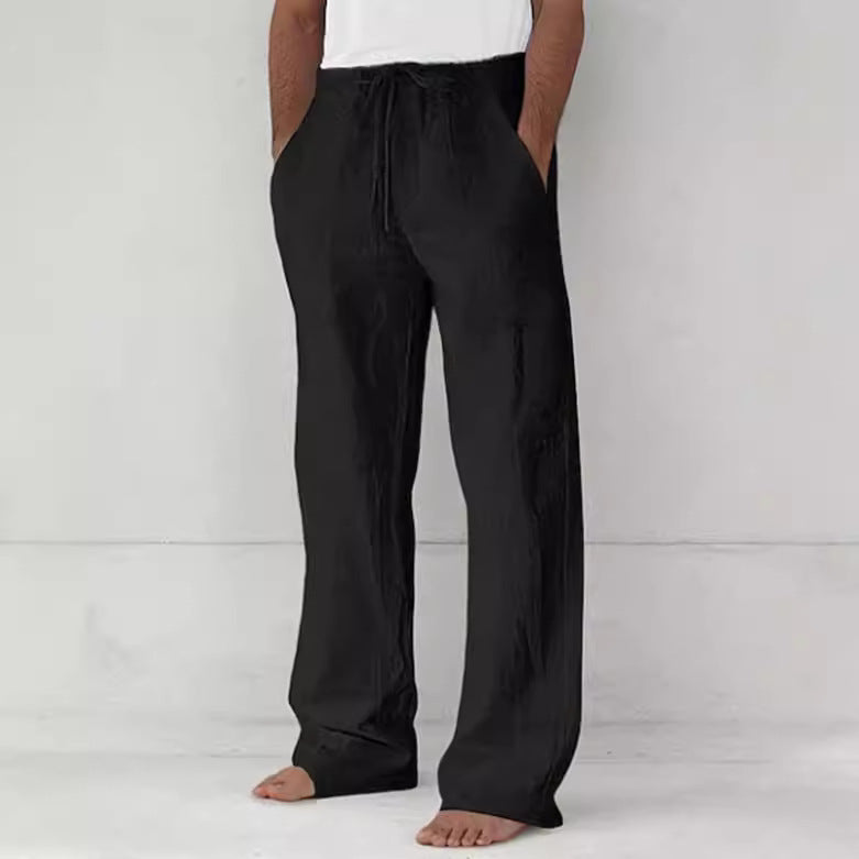 Herren leichte Relax-Chino aus Leinenmix mit weitem Bein, Kordelbund und seitlichen Eingrifftaschen Nord Taschen