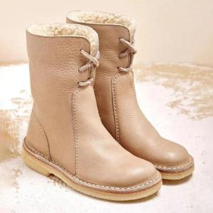 Damen Lederstiefel mit komfortablem Innenfutter und modischem Riemen Nord Taschen