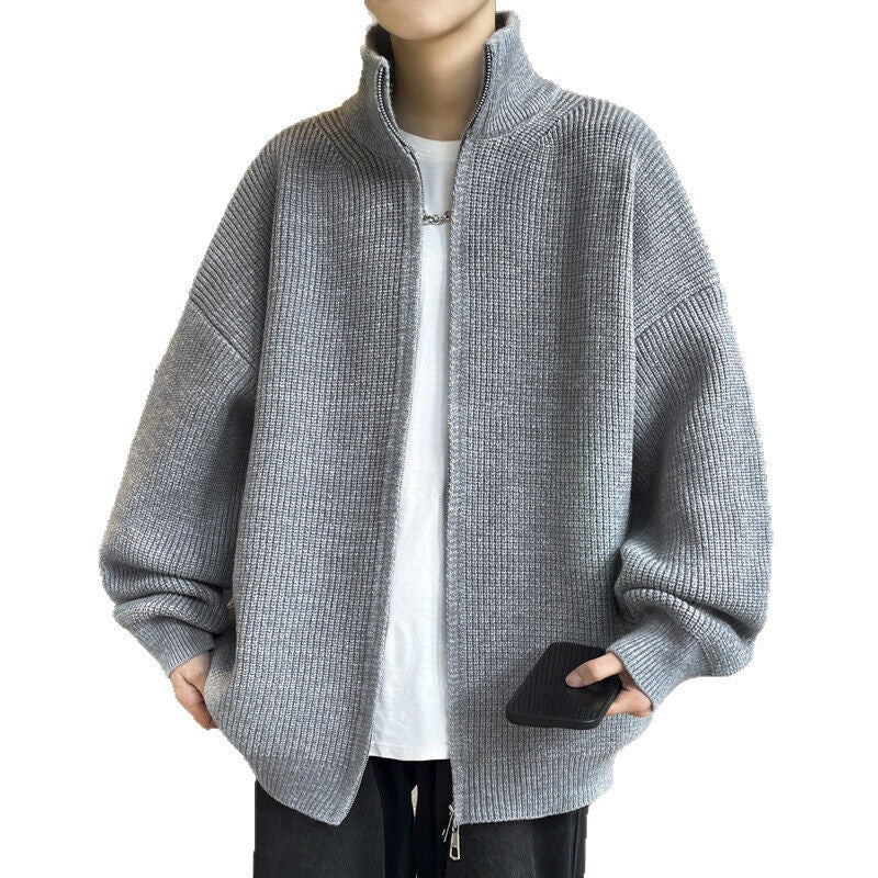 Unisex Oversized Strick-Zipjacke mit Stehkragen und Rippbündchen Nord Taschen