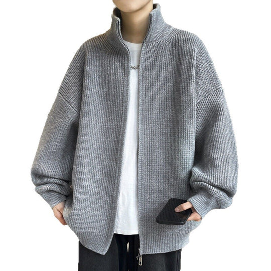 Unisex Oversized Strick-Zipjacke mit Stehkragen und Rippbündchen Nord Taschen