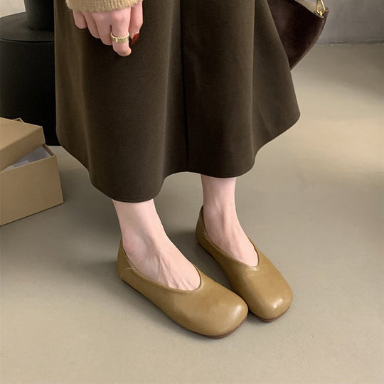 Damen Ballerina-Pantoletten mit weichem Leder und bequemem Fußbett