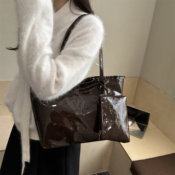 Damen elegante Lackleder-Tote mit abnehmbarem Innenfach Nord Taschen