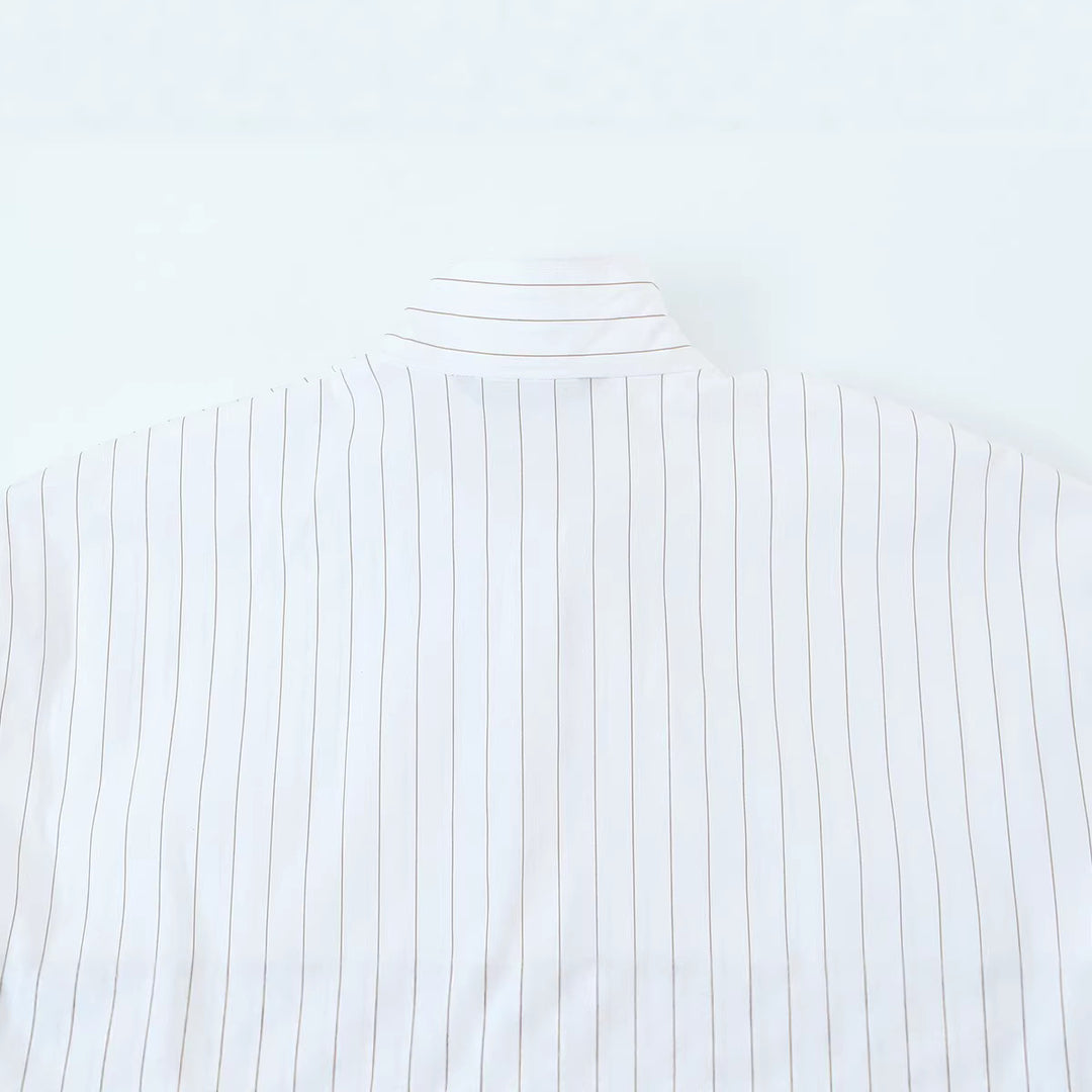 Damen Schleifenkragenbluse mit feinem Nadelstreifen und lockerer Silhouette Nord Taschen