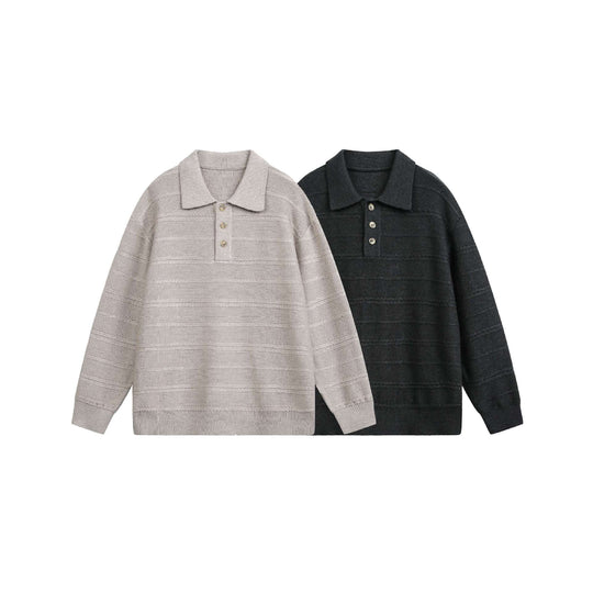 Unisex Strick-Polo mit Strukturstreifen und drei-Knopf-Leiste Nord Taschen