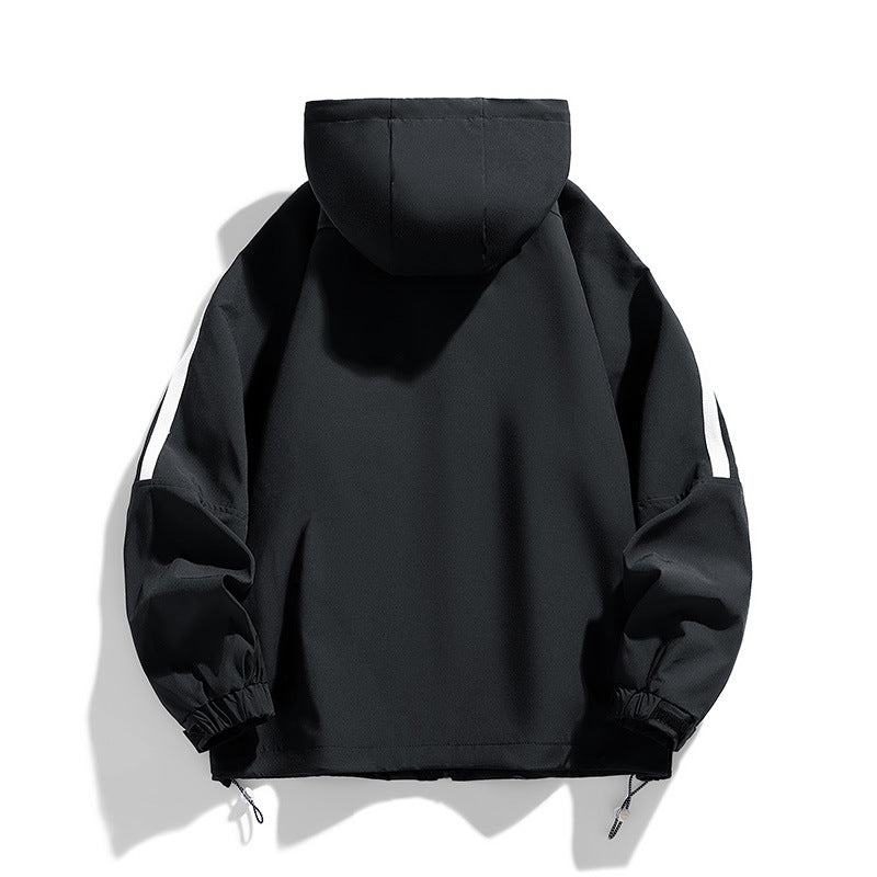 Unisex Sportlich-urbaner Kapuzen-Windbreaker mit Kontraststreifen Nord Taschen