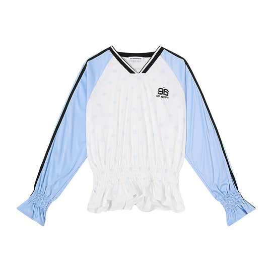 Damen Sportives Langarmshirt mit Raglanärmeln, gesmoktem Taillenbund und V-Ausschnitt Nord Taschen