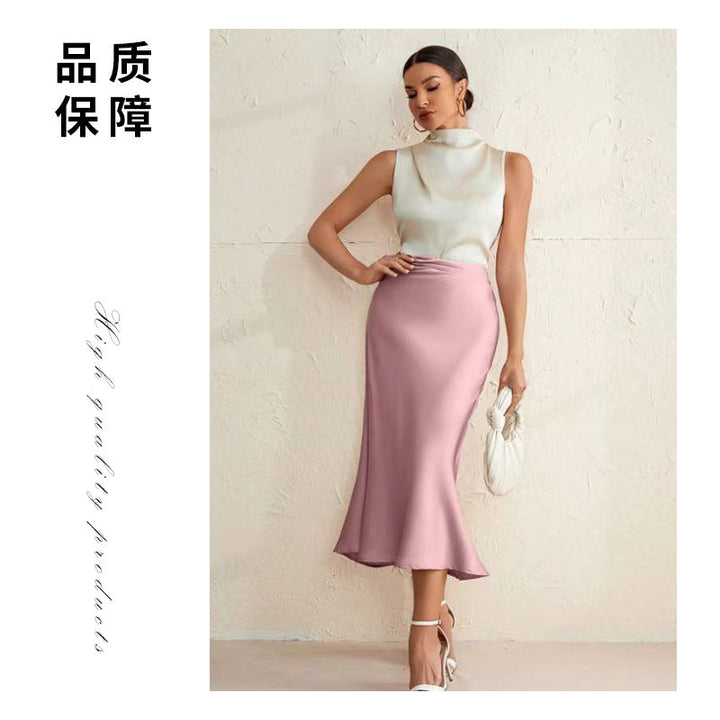 Damen eleganter Midirock mit sanftem Schnitt und hohem Bund