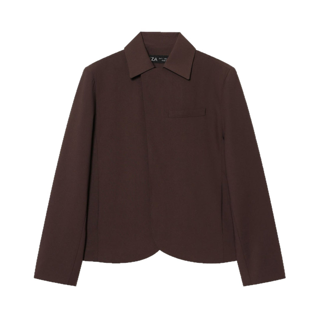 Damen Kurzer taillierter Blazer mit verdeckter Knopfleiste und geschwungenem Saum Nord Taschen