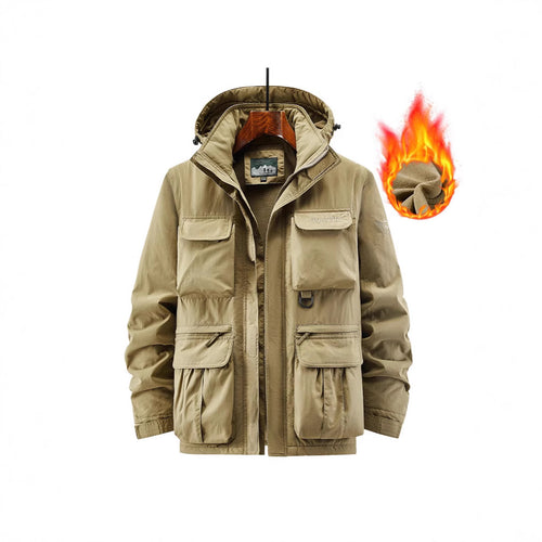 Herren Utility-Parka mit wärmendem Fleece-Futter, Multifunktionstaschen und verstellbarer Kapuze Nord Taschen