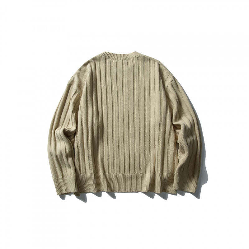 Unisex Grobgerippter Oversize-Strickpullover mit Rundhals und verlängertem Saum Nord Taschen