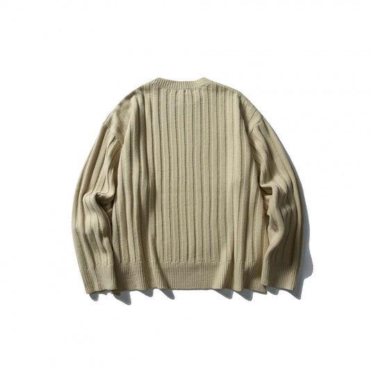 Unisex Grobgerippter Oversize-Strickpullover mit Rundhals und verlängertem Saum Nord Taschen