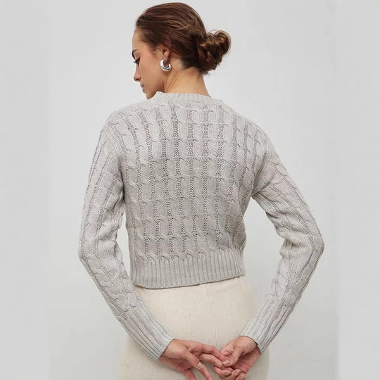 Damen Eleganter Strickpullover mit Zopfmuster Nord Taschen