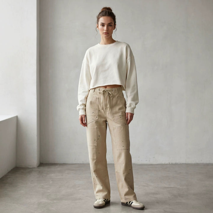 Damen oversized Strickpullover mit Rundhalsausschnitt und entspannter Silhouette Nord Taschen