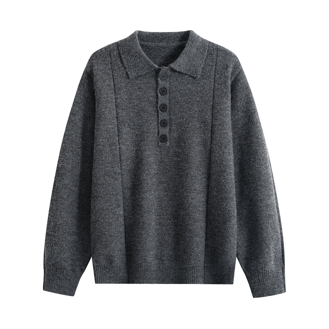 Damen Lockerer Feinstrick-Polo mit Halbknopf-Leiste und gerippten Bündchen Nord Taschen