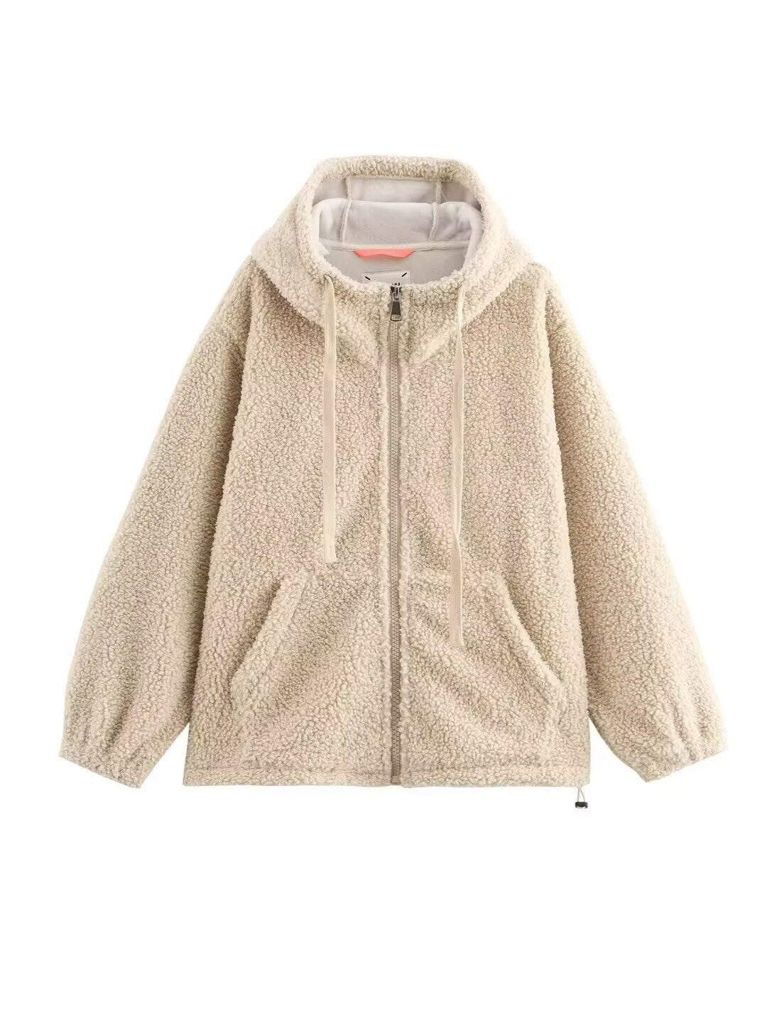 Damen Teddy-Fleece-Kapuzenjacke mit durchgehendem Reißverschluss und Kängurutaschen Nord Taschen
