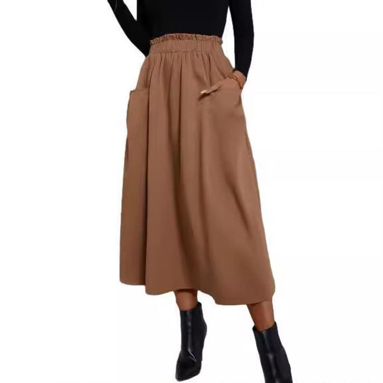 Damen Luftiger Midirock mit elastischem Bund und praktischen Taschen Nord Taschen