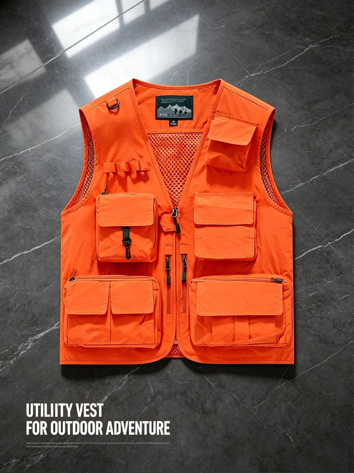 Unisex nan multifunktionale Outdoorweste mit zahlreichen Taschen und Netzfutter