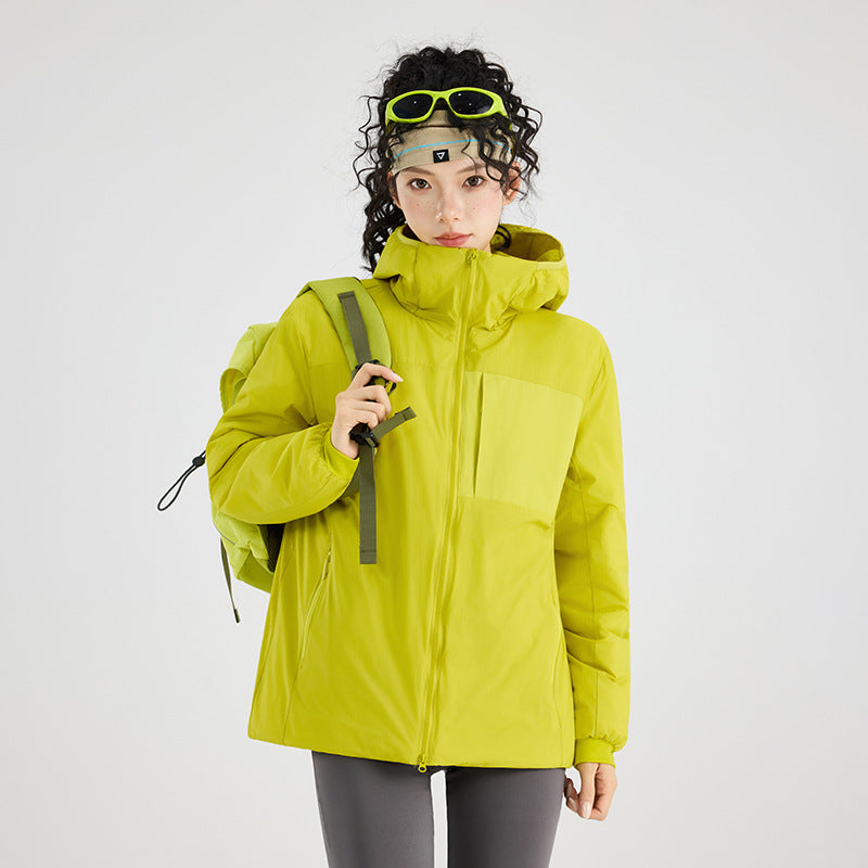 Damen Isolierte Outdoor-Steppjacke mit Kapuze, Brustpasse und elastischen Bündchen Nord Taschen