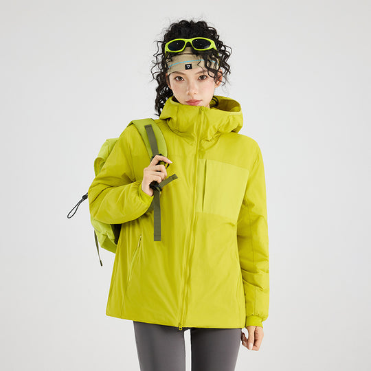 Damen Isolierte Outdoor-Steppjacke mit Kapuze, Brustpasse und elastischen Bündchen Nord Taschen