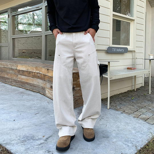 Herren Lockere Cargo-Hose mit weitem Bein und aufgesetzten Rundtaschen Nord Taschen