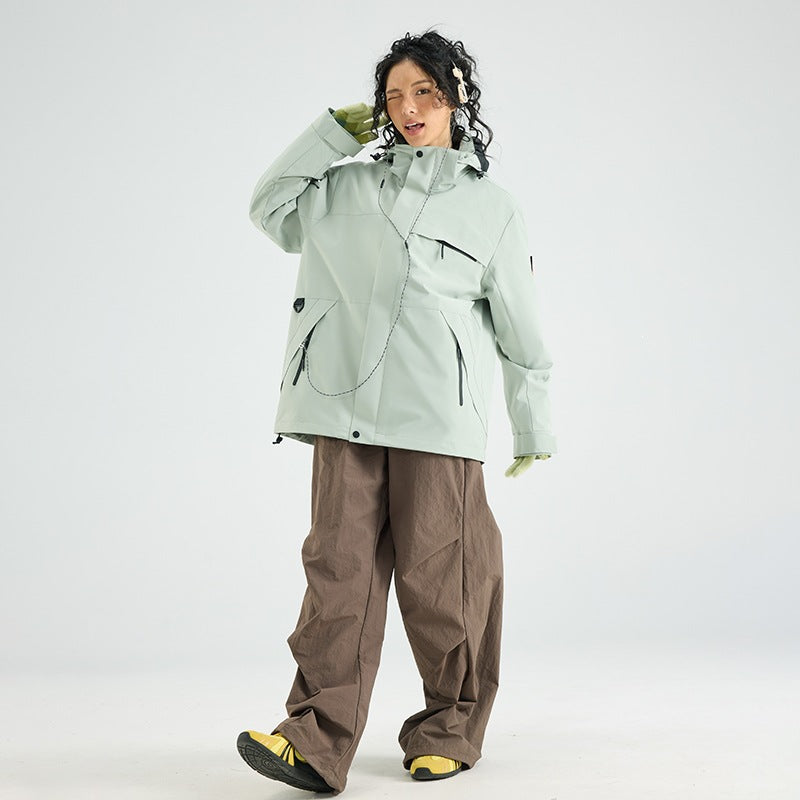 Herren Wasserdichte Outdoor-Softshelljacke mit Kapuze, hohem Stehkragen & Reißverschlusstaschen Nord Taschen