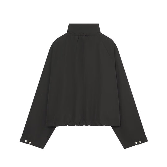 Damen Gekürzte Oversize-Utility-Jacke mit Stehkragen und Kordelzug Nord Taschen