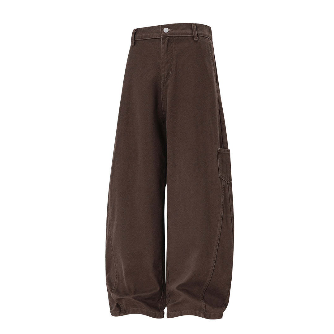 Damen Hochtaillierte Extraweite Workwear‑Hose mit Ballonbein und Cargotasche Nord Taschen