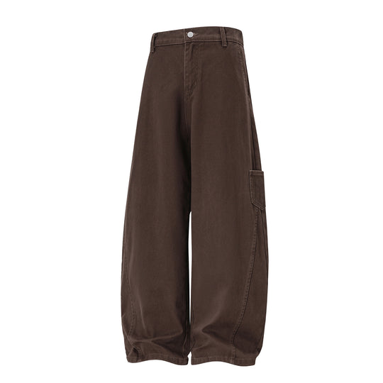 Damen Hochtaillierte Extraweite Workwear‑Hose mit Ballonbein und Cargotasche Nord Taschen
