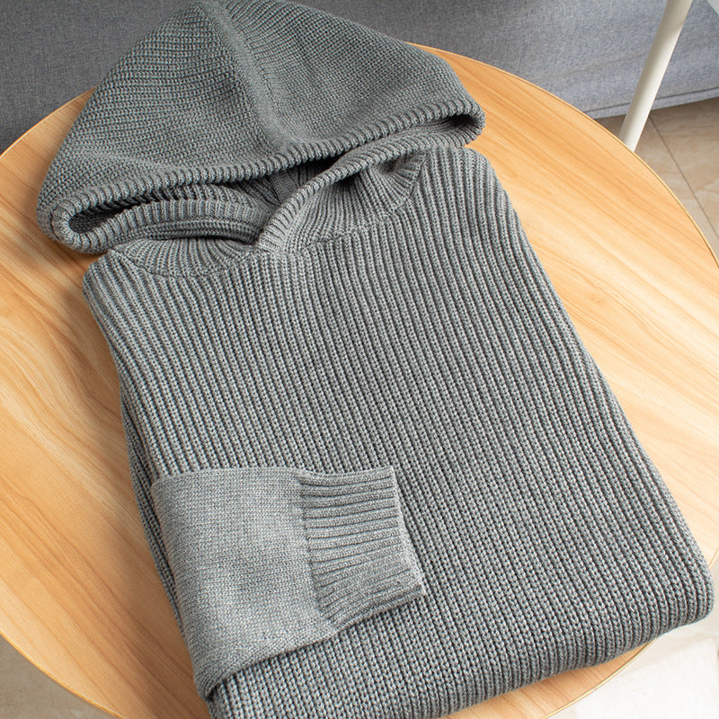 Herren Grobgerippter Kapuzenpullover mit glatten Ärmeln und geripptem Saum Nord Taschen