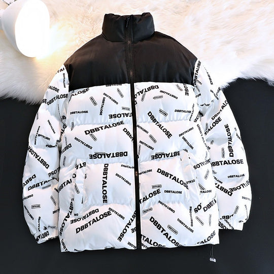 Unisex Gepolsterte Steppjacke mit Allover‑Logoprint, hohem Stehkragen & verstellbarem Saum Nord Taschen