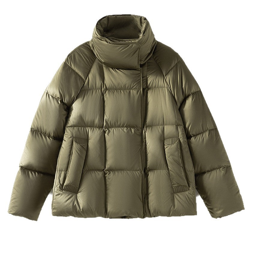 Damen Kurze Boxy-Pufferjacke mit hohem Stehkragen und Raglanärmeln Nord Taschen