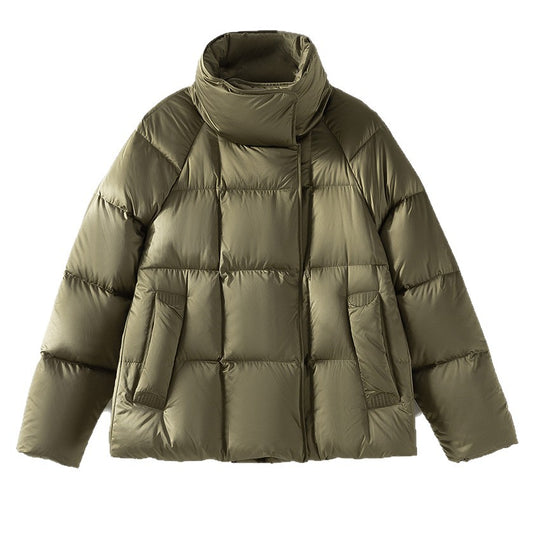 Damen Kurze Boxy-Pufferjacke mit hohem Stehkragen und Raglanärmeln Nord Taschen