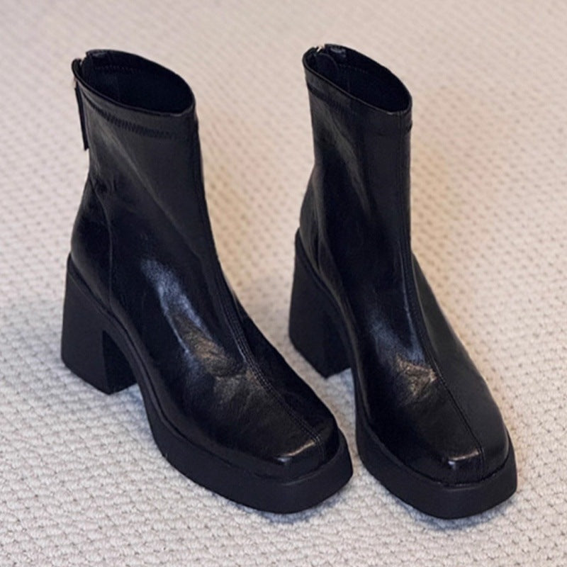 Damen elegante Stiefeletten mit moderner Silhouette und robustem Blockabsatz