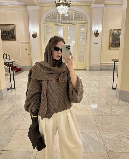 Damen Oversized Rollkragen‑Strickpullover mit Rippstruktur Nord Taschen